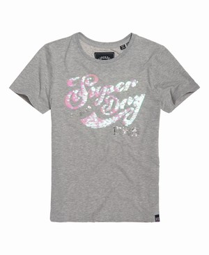 Superdry Classic Script Sequin Női Pólók Szürke | FRBDG7981